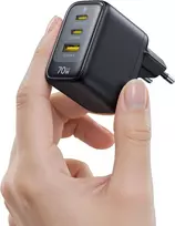 Baseus Enerfill USB-C tinklo įkroviklis 70 W, 3 prievadų, su GaN6 technologija