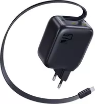 Baseus USB-C tinklo įkroviklis 67 W su ištraukiamu 80 cm kabeliu, GaN6