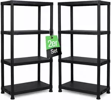 Ondis24 plastikinis sandėliavimo stelažų rinkinys, 2 vnt., 4 lentynos, 60 x 30 x 135 cm, 4250627032407