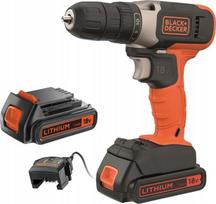 Akumuliatorinis suktuvas-gręžtuvas su akumuliatoriumi Black & Decker BCD001C2-QW