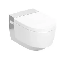 Geberit AquaClean - Elektroninė bidė Mera Comfort su keramika, montuojama ant sienos, TurboFlush, SoftClosing, KeraTect, balta/blizgi chromuota 146.210.21.1