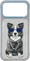 Dėklas NIMMY case GLASSES COOL DOG for IPHONE 18 Pro/17 Pro pilkas