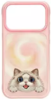 Dėklas NIMMY case BIG EYED LYING RAGDOLL CAT compatible with MagSafe for IPHONE 18 Pro/17 Pro pink