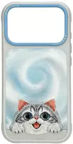 Dėklas NIMMY case BIG EYED LYING Sidabrinis SHADED CAT compatible with MagSafe for IPHONE 18 Pro Max/17 Pro Max pilkas