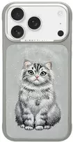 Dėklas NIMMY case LUCKY FASHION CAT compatible with MagSafe for IPHONE 18 Pro/17 Pro pilkas