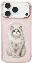 Dėklas NIMMY case LUCKY FASHION CAT compatible with MagSafe for IPHONE 18 Pro Max/17 Pro Max pink
