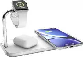Zens Dual+Watch Aliumininis belaidis įkroviklis – indukcinė plokštė su maitinimo adapteriu