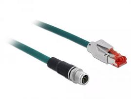 DeLOCK 85425 pramoninis tinklo kabelis M12 X-coded 8-pin kištukas – RJ45 kištukas, 1 m, Water Blue
