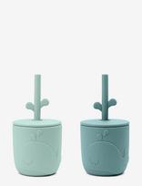 Done By Deer - Peekaboo Straw Cup 2-Pack Wally Blue - Gertuvė - Mėlyna