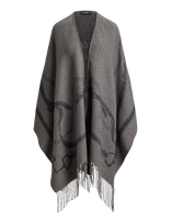 Lauren Ralph Lauren - Belting-Motif Jacquard Fringe-Trim Ruana - Pončas - Pilka