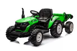 LEAN CARS HC-306 vaikiškas elektrinis traktorius su priekaba, 24 V, šviesiai žalias