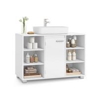 Praustuvo spintelė VASAGLE BBK507W01, Su reguliuojamomis lentynomis, Pilka/balta, 30 × 90 × 60 cm