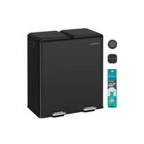 Šiukšliadėžė SONGMICS LTB743B02, 2 skyriai, 2 × 30 l, Juoda, 58,5 × 37 × 64 cm