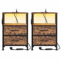 Naktinis staliukas SONGMICS, 2 stalčiai ir atviras skyrius, Ruda, 39,6 × 60,4 × 30 cm