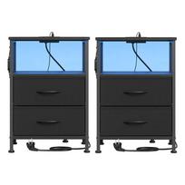 Naktinis staliukas SONGMICS, 2 stalčiai ir atviras skyrius, Juoda, 39,6 × 60,4 × 30 cm