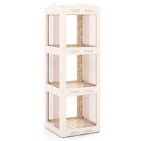 Kampinė knygų lentyna, 3 pakopų, 360° pasukama, Balta, 36,83 × 107,95 × 35,56 cm