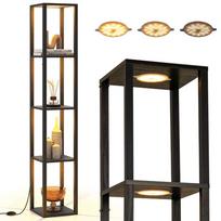 Toršeras su lentynomis, 4 pakopos, 4 LED žibintai, Juodas, 29 × 165 × 29 cm