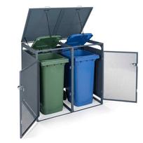 Lauko šiukšliadėžės uždanga, 2 × 240 l konteineriams, Tamsiai pilka, 132 × 80 × 117 cm