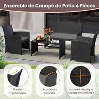 Lauko baldų komplektas, su dviviete sofa ir 2 foteliais, Pilkas