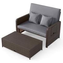 Lauko baldų komplektas, dvivietė sofa ir 122 l pufas, 166/122 × 70–111 × 55–88 cm