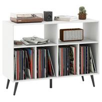 Vinilo plokštelių stovas, 4 lentynos, Balta, 100 × 74,5 × 40 cm
