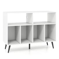 Vinilo plokštelių stovas, 4 lentynos, Balta, 100 × 74,5 × 40 cm