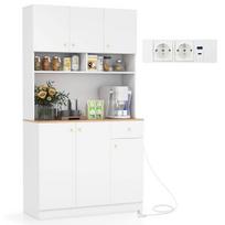 Daiktadėžės spintelė su 1 lizdu, 1 USB prievadu, 3 reguliuojamomis lentynomis, 100×40×181 cm, balta