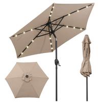 Terasos skėtis, 18 LED, Rudas, 230 × 225 cm