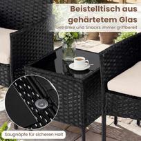 Lauko baldų komplektas, 3 dalių, 2 kėdės ir stalas, Juoda/smėlio