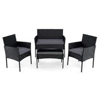 Lauko baldų komplektas, 4 dalių, dvivietis fotelis, 2 kėdės ir stalas