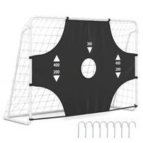 Futbolo vartai, su taikinio sienele, 5 angos, Balti, 215 × 77 × 152 cm