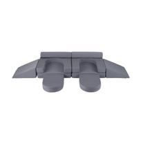 Modulinė vaikiška žaidimų sofa, 10 dalių, Mėlyna/pilka/smėlio, 247 × 35 × 124 cm