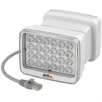 AXIS T90D35 PoE W-LED apšvietimo įrenginys – infraraudonųjų spindulių šviestuvas, montuojamas ant lubų, stulpo ar sienos, vidaus ir lauko patalpoms, baltas/sidabrinis, skirtas AXIS kameroms