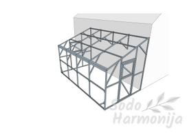 Vienšlaitis šiltnamis 2300x4100 (Statomas prie sienos) 4 mm