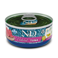 Farmina N&D Cat Natural Tuna konservuotas papildomas maistas suaugusioms katėms su tunu, 70 g