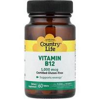 Country Life, Vitaminas B12, 1000 mcg, 60 tablečių
