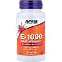 NOW Foods, E-1000 su tokoferolių mišiniu, 670 mg (1 000 TV), 50 minkštųjų gelių