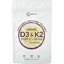 Micro Ingredients, Vitaminas D3 ir K2, 300 minkštųjų kapsulių