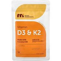 Micro Ingredients, Vitaminas D3 + K2, 300 minkštųjų kapsulių