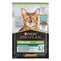 Purina Pro Plan Adult Sterilised Maintenance Šlapias pašaras sterilizuotoms katėms su vandenyno žuvimis drebučiuose, 85 g