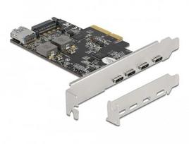 Delock PCI Express x4 card to 4 x USB Type-C + 1 x USB Type-A - SuperSpeed USB 10Gbps - Low Profile Form Factor