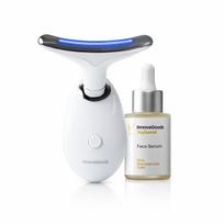 Rinkinys veido masažuoklis stangrinamasis su LED, EMS ir šiluma ir veido serumas Rice Joyboost 30 ml InnovaGoods