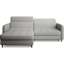 Pilkos spalvos iš boucle sulankstoma/su sandėliavimo vieta kampinė sofa (su kairiuoju kampu/su gultu) Gomsi – ELTAP