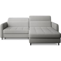 Pilkos spalvos iš boucle sulankstoma/su sandėliavimo vieta kampinė sofa (su dešiniuoju kampu/su gultu) Gomsi – ELTAP