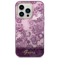 Originalus apsauginis dėklas GUESS GUHCP14LHGPLHF iPhone 14 PRO modeliui (IML Electro Cam TDJ / fuksija)