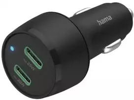 Automobilinis greitojo įkrovimo įrenginys su 2 USB-C jungtimis, 45 W, juodos spalvos