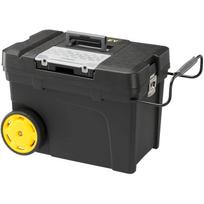 Stanley įrankių dėžė 1-97-503, 65l, 35kg, 2 ratai, nuimamas organizatorius, metaliniai skląsčiai, V-griovelis, rankena