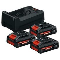 Bosch akumuliatorių įkroviklio rinkinys 0615V0005X, 3x4Ah, 18V, 8A, Li-ion, 1 įkrovimo lizdas, greitasis įkroviklis