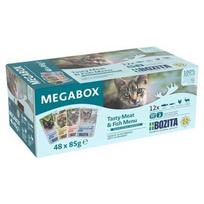 BOZITA gabalėliai padaže Mega Box - drėgnas pašaras katėms - 48x85g