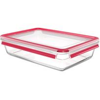 Emsa CLIP & CLOSE glass food storage container 3.0 liters (transparent/red, rectangular)